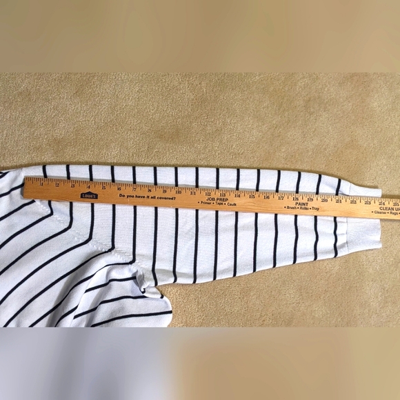 Women Within Black & White Stripe Cotton Cardigan Sweater| Size 1X - Picture 6 of 7